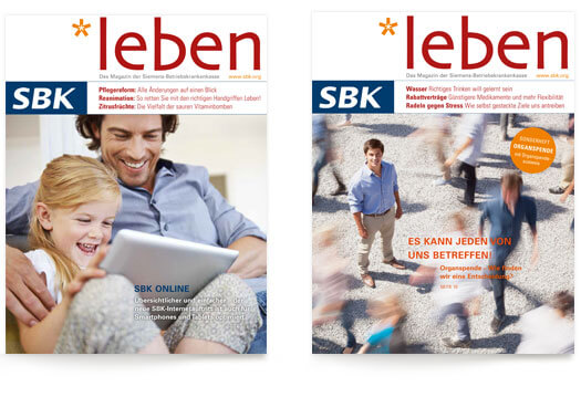 Editorialdesign Kundenmagazin Siemens Betriebskrankenkasse